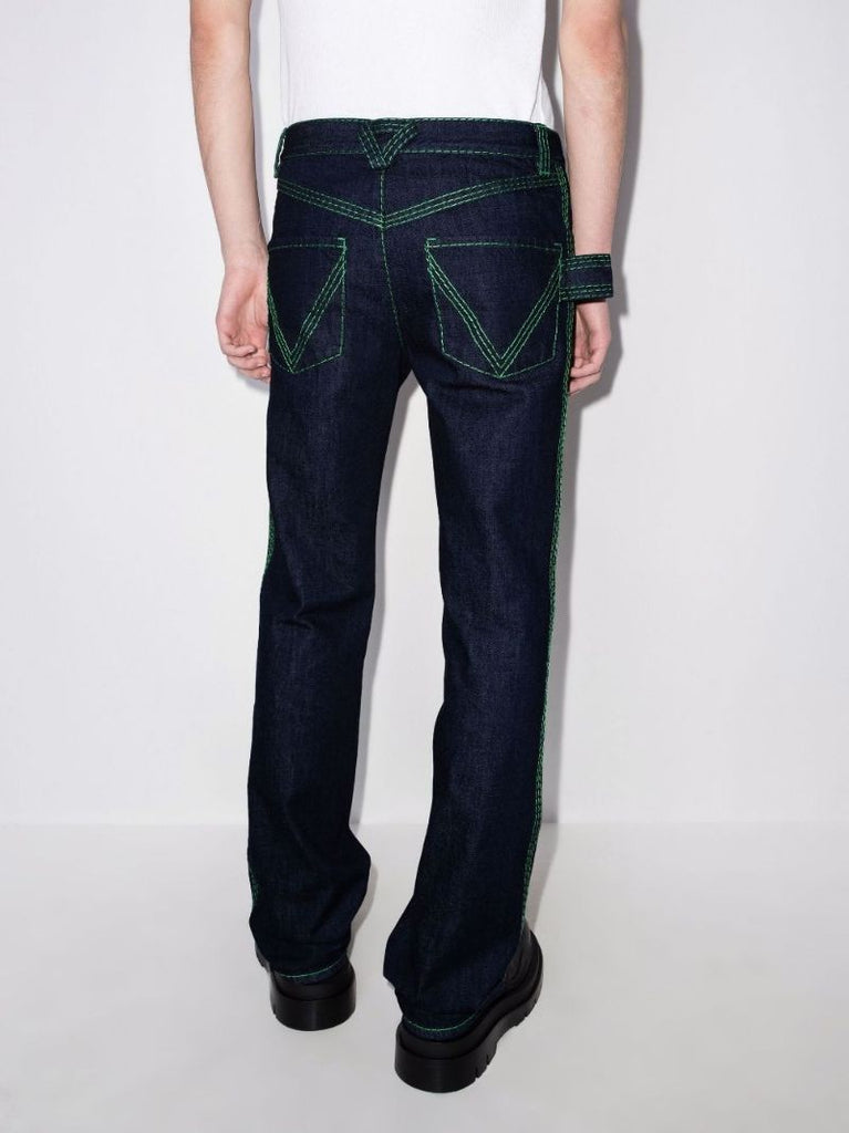 Contrast Stitch Straight Leg Jeans