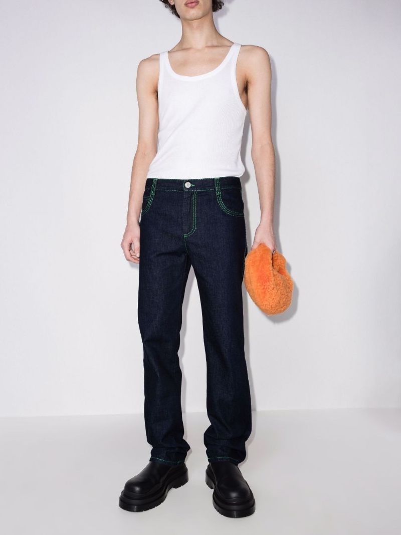 Contrast Stitch Straight Leg Jeans