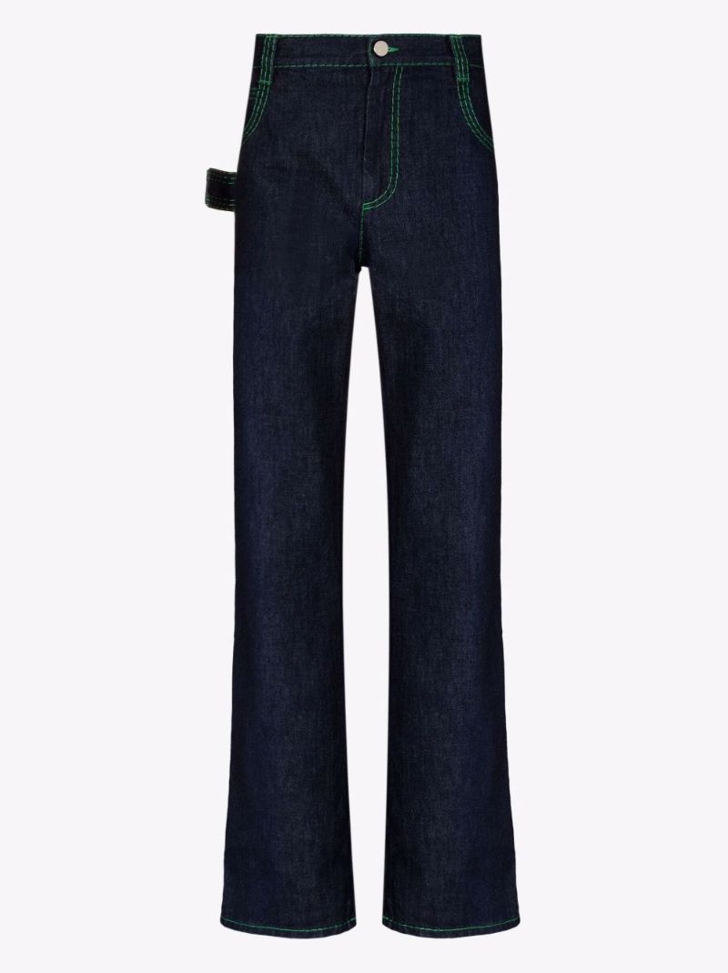 Contrast Stitch Straight Leg Jeans