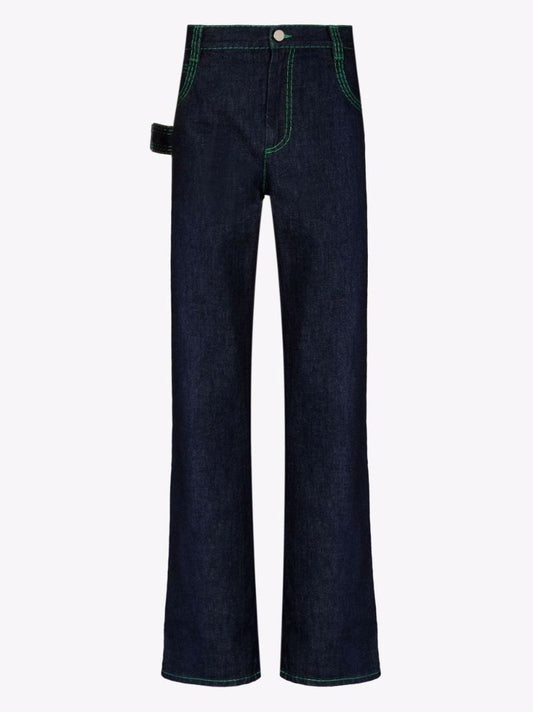Contrast Stitch Straight Leg Jeans