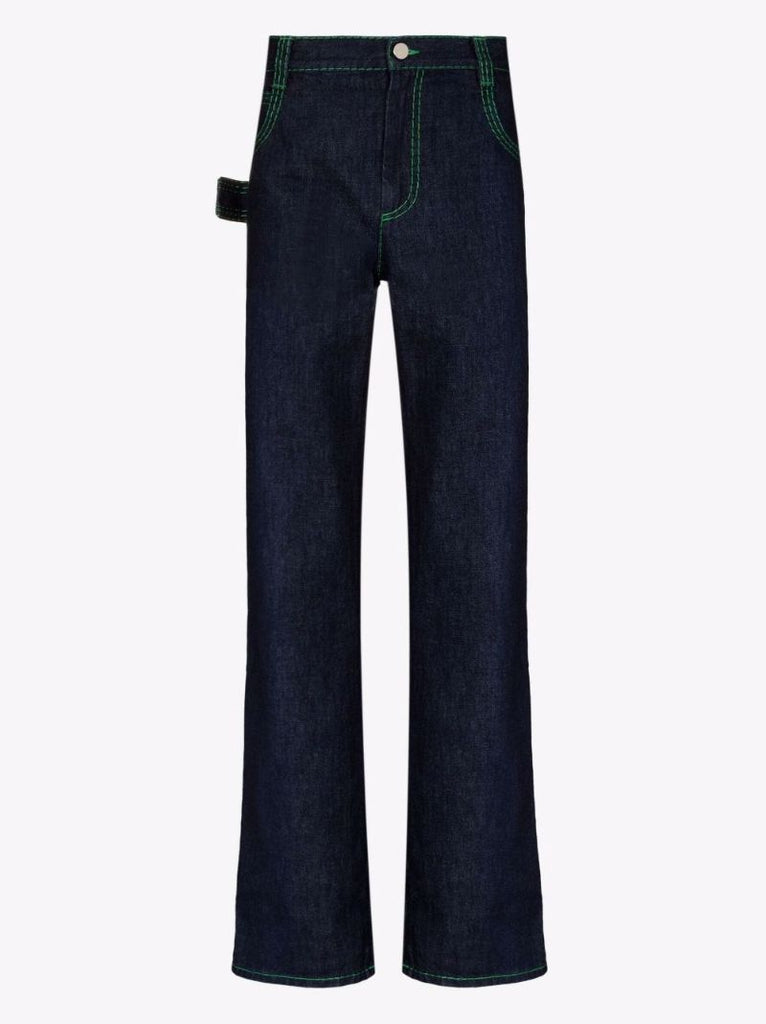Contrast Stitch Straight Leg Jeans