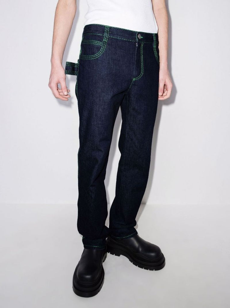 Contrast Stitch Straight Leg Jeans