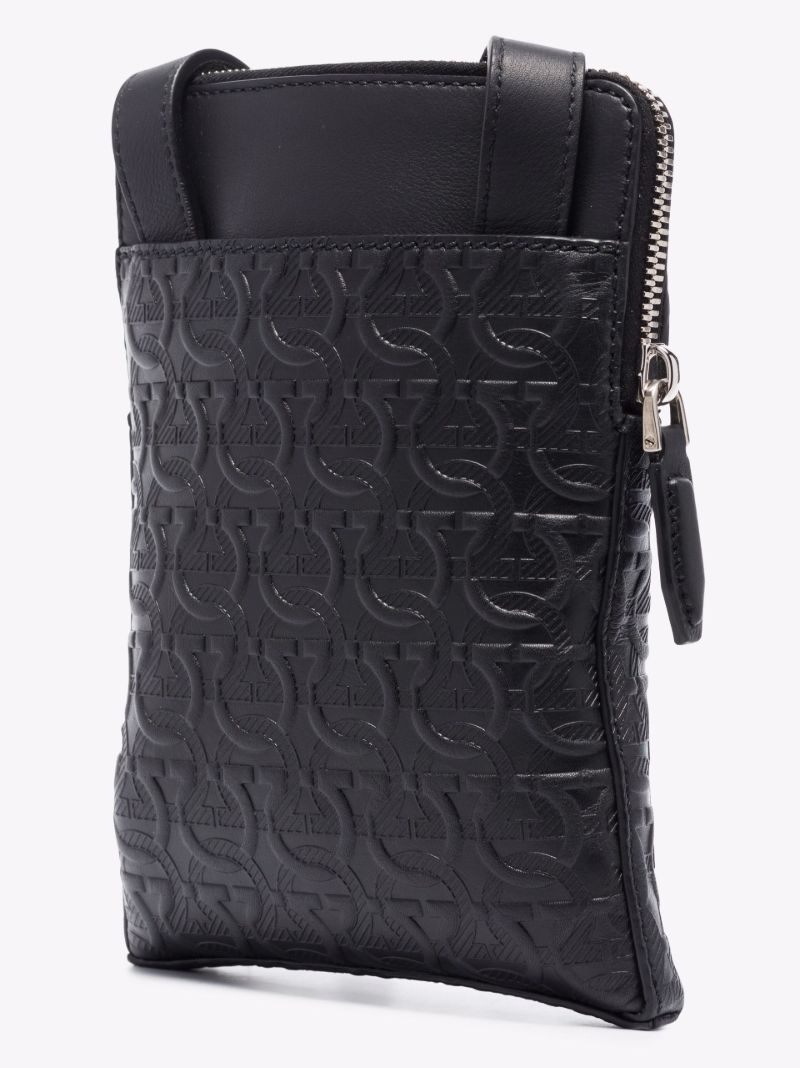 Black Gancini Leather Cross Body Bag