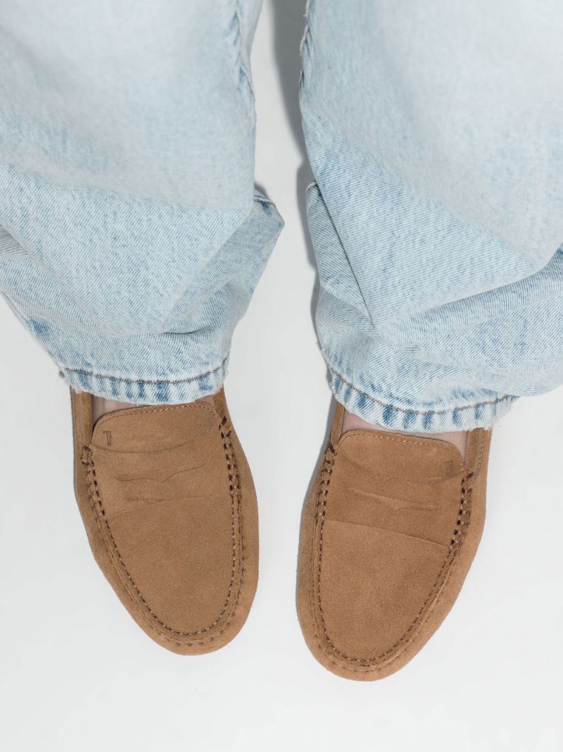 Brown Suede Slip-on Loafers