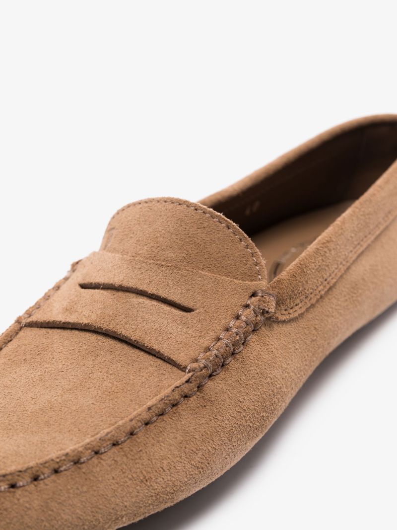 Brown Suede Slip-on Loafers