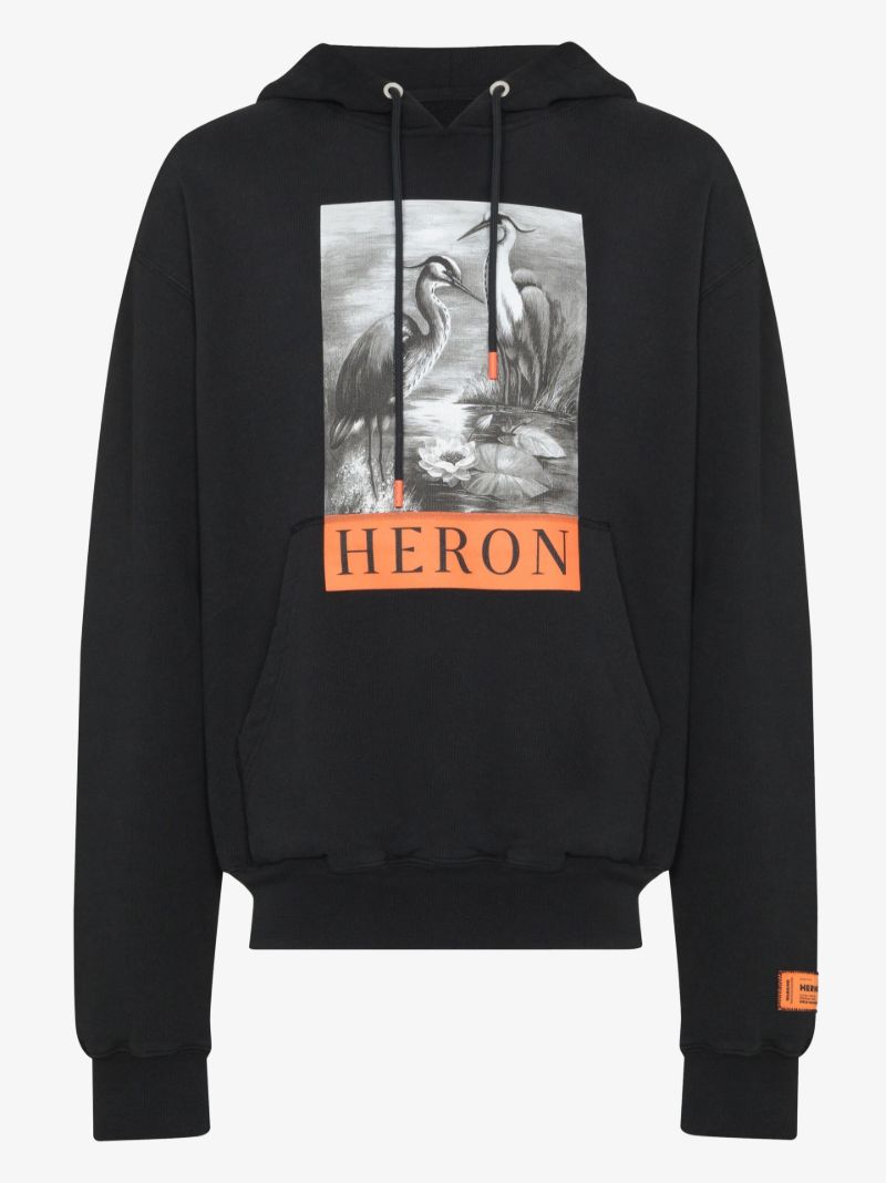 Heron Print Cotton Hoodie