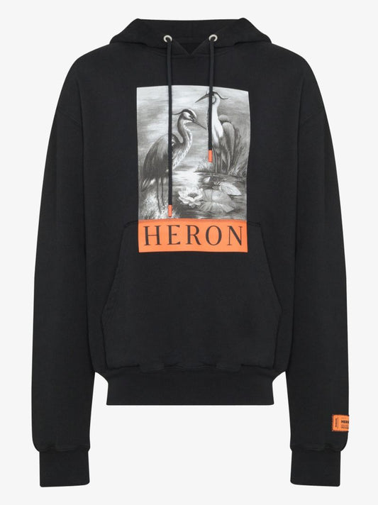 Heron Print Cotton Hoodie