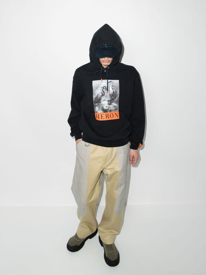 Heron Print Cotton Hoodie