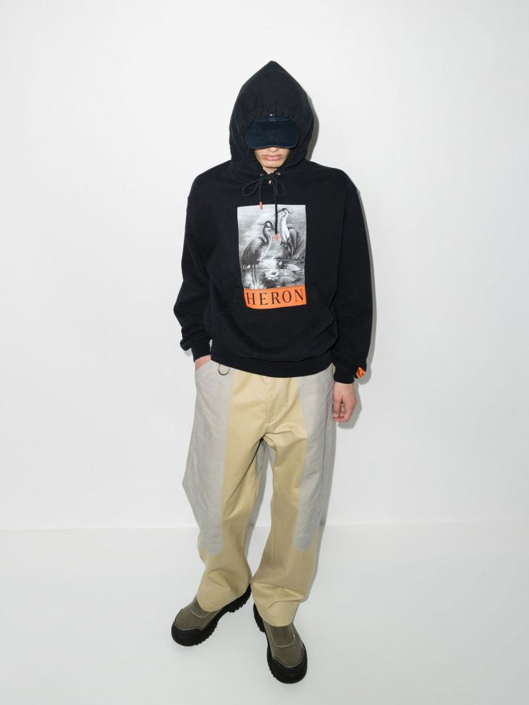 Heron Print Cotton Hoodie