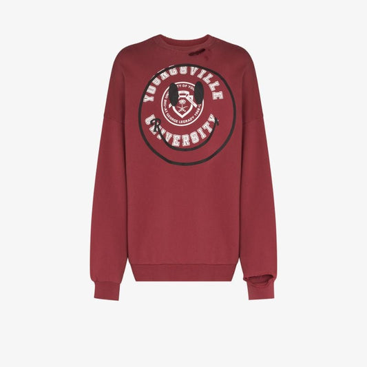 X Smiley Print Cotton Sweatshirt
