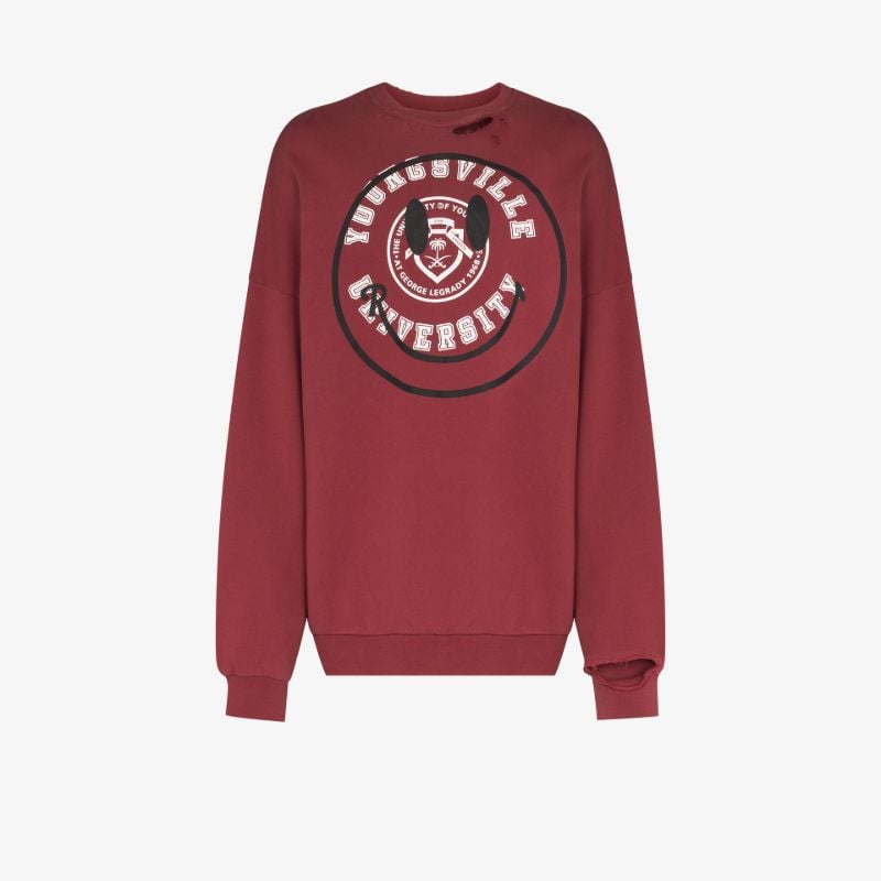 X Smiley Print Cotton Sweatshirt