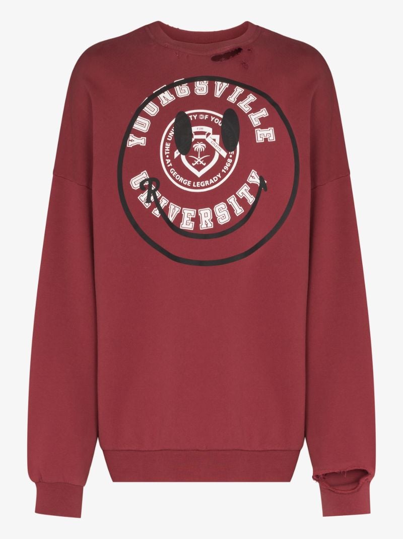 X Smiley Print Cotton Sweatshirt