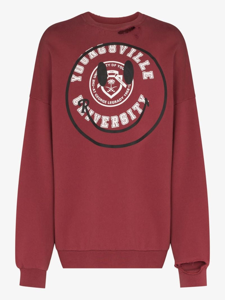 X Smiley Print Cotton Sweatshirt