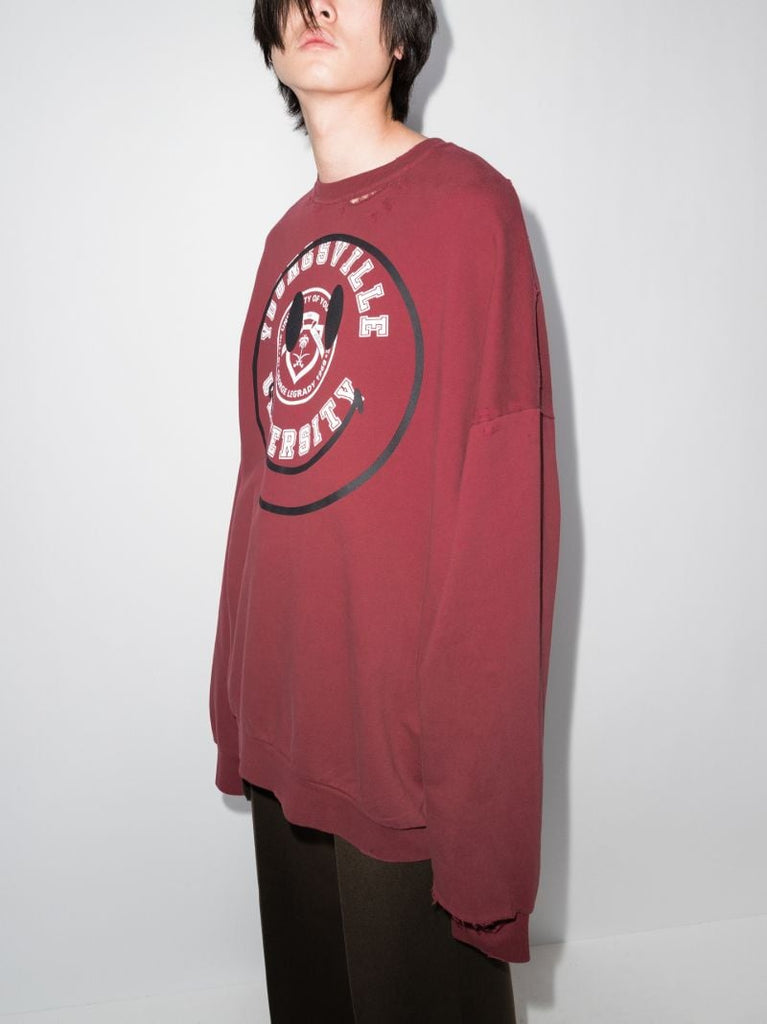 X Smiley Print Cotton Sweatshirt