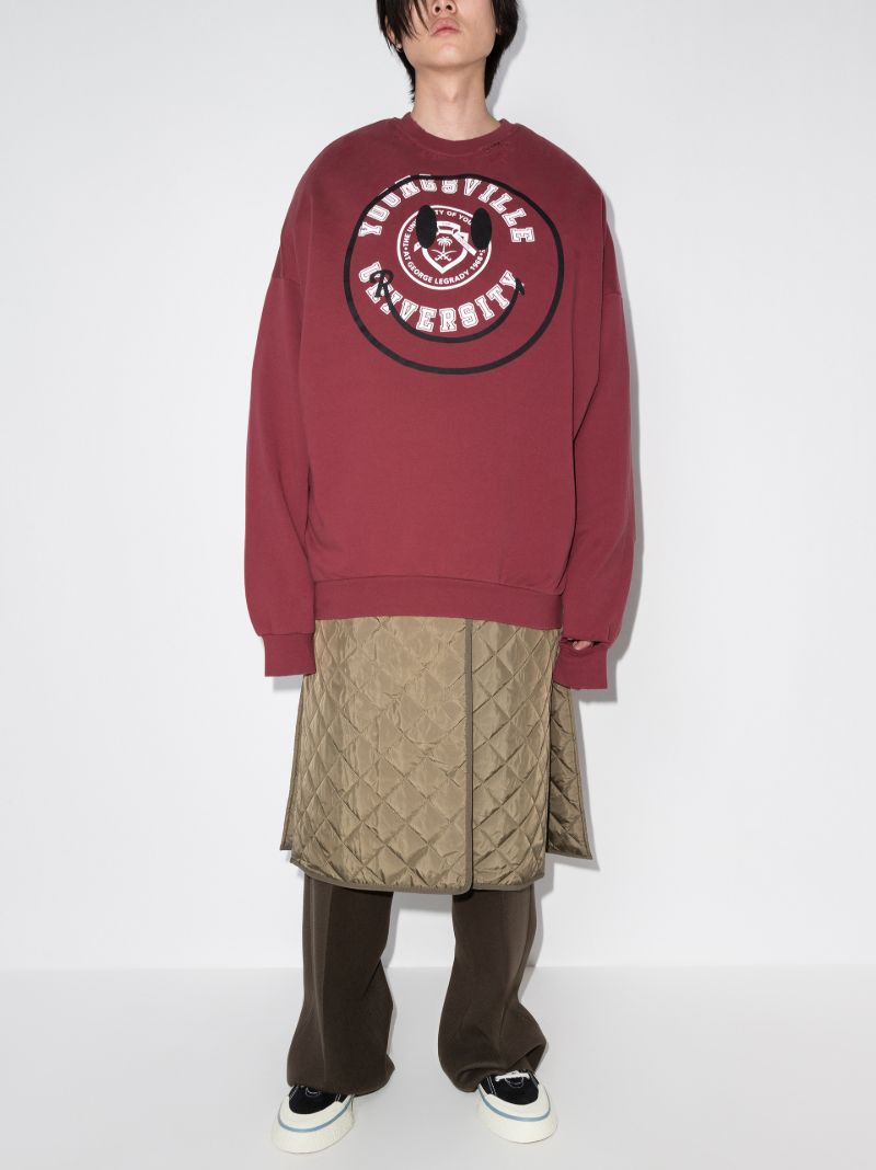 X Smiley Print Cotton Sweatshirt