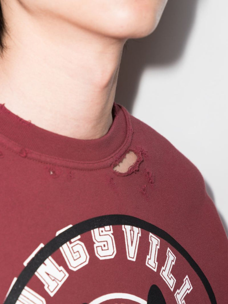 X Smiley Print Cotton Sweatshirt