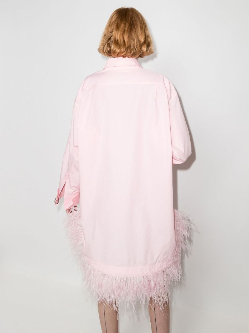 Feather Trim Shirt Dress