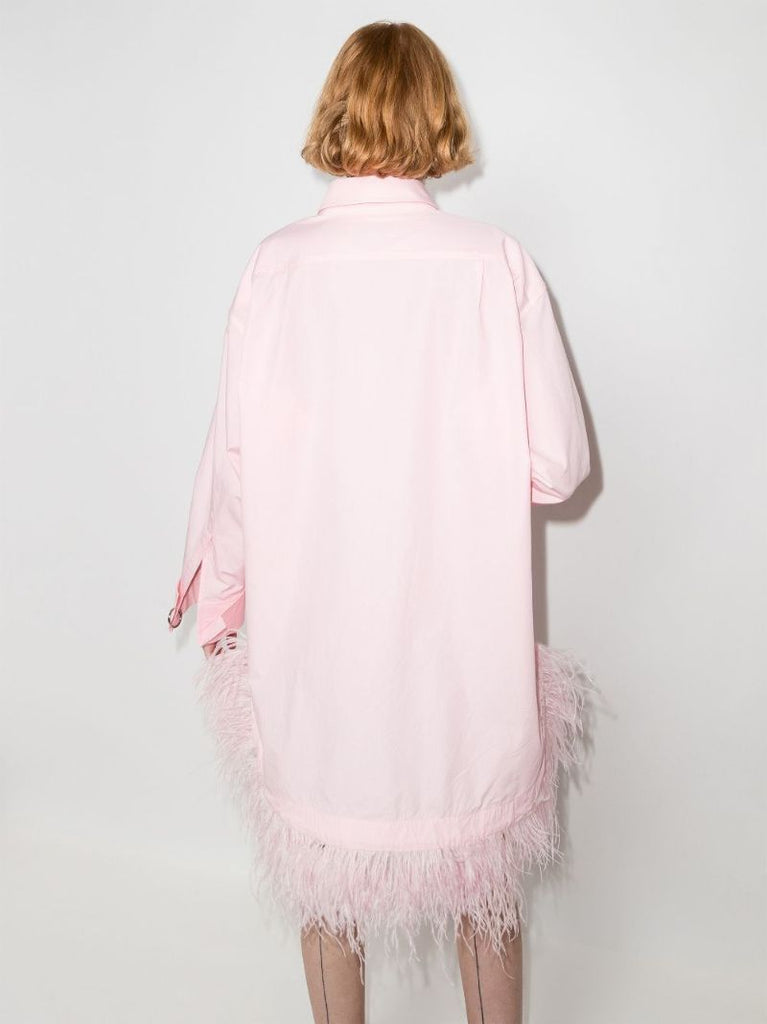 Feather Trim Shirt Dress
