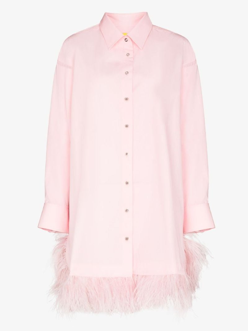 Feather Trim Shirt Dress