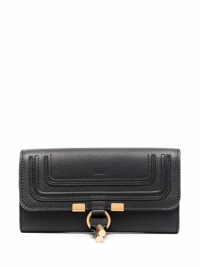Black Marcie Long Leather Wallet