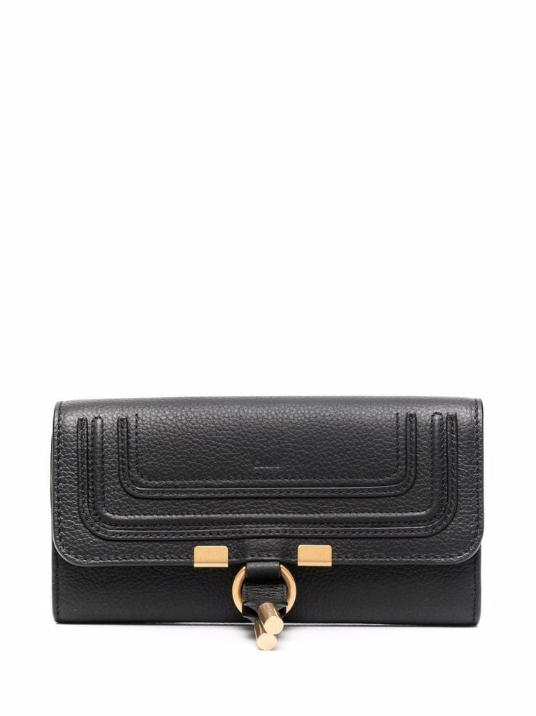 Black Marcie Long Leather Wallet