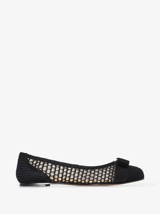 Black Varina Woven Ballet Pumps