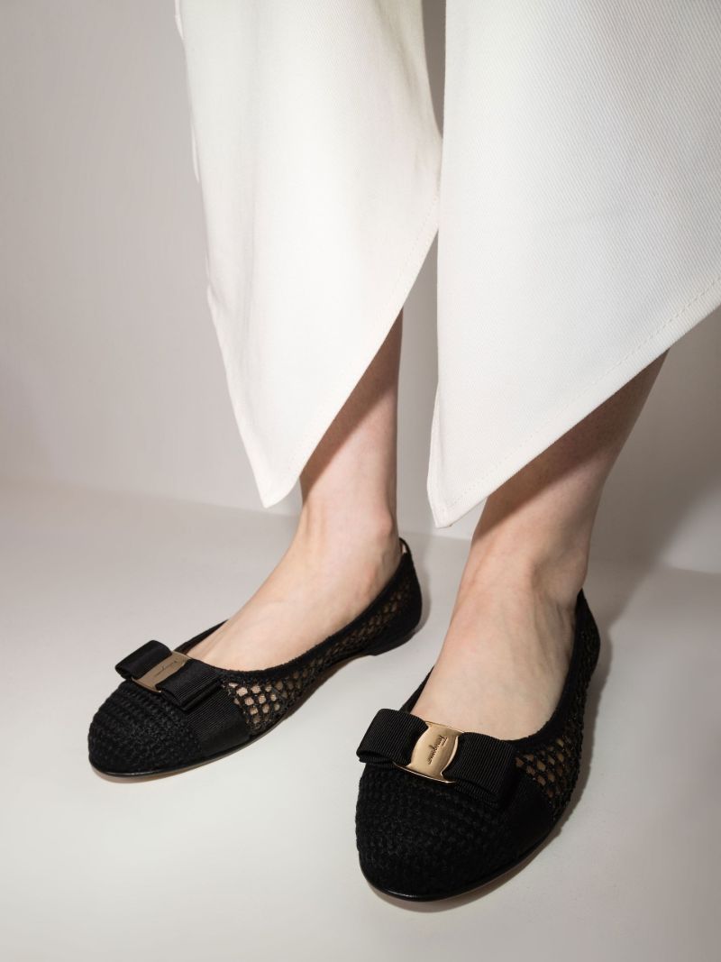 Black Varina Woven Ballet Pumps