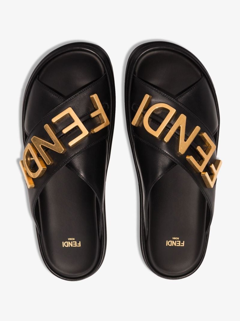 Black Fendigraphy Leather Sandals