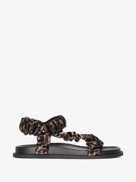 Black Jacquard Print Trekking Sandals