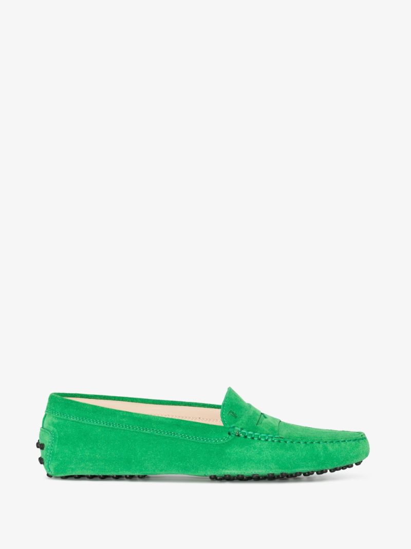 Green Suede Slip-on Loafers