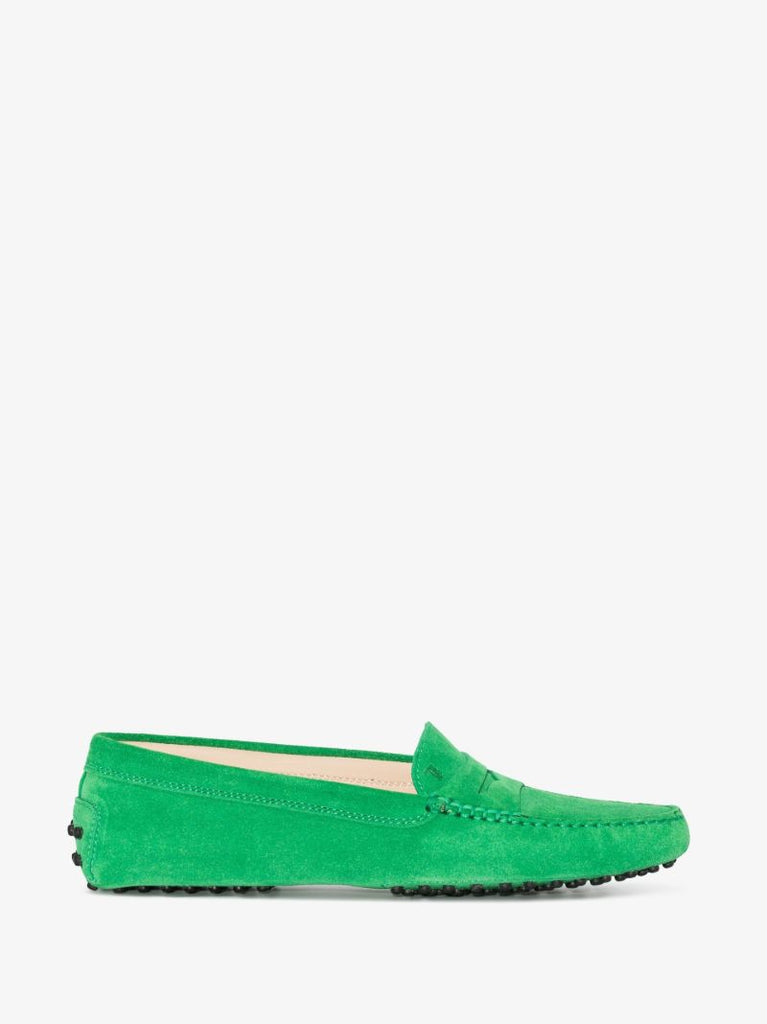 Green Suede Slip-on Loafers
