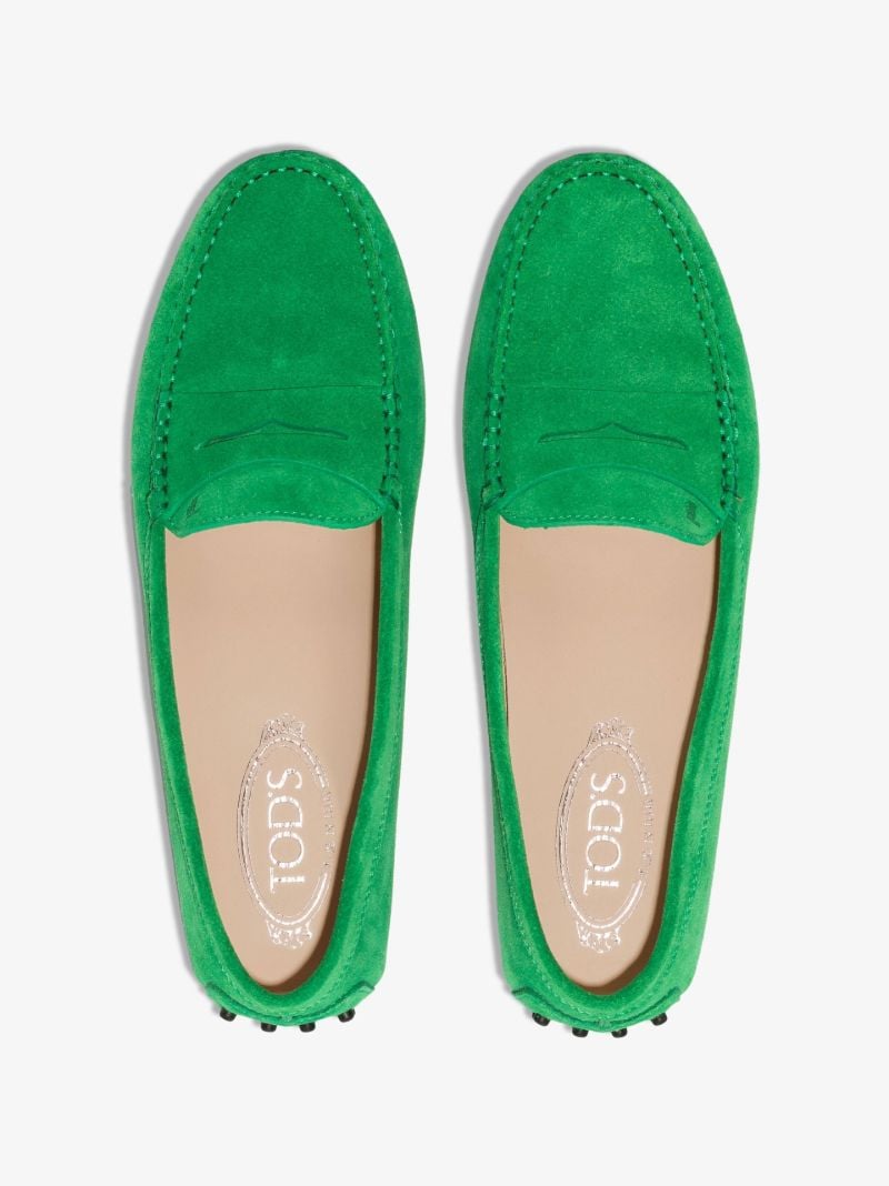 Green Suede Slip-on Loafers