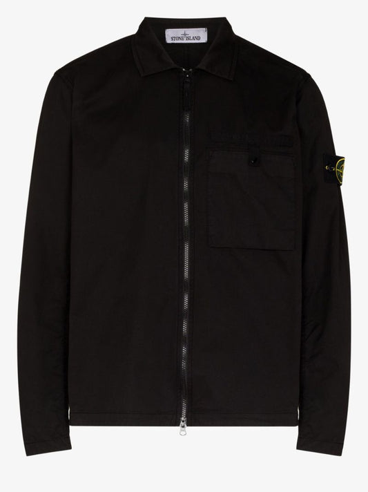 Black Cotton Shirt Jacket