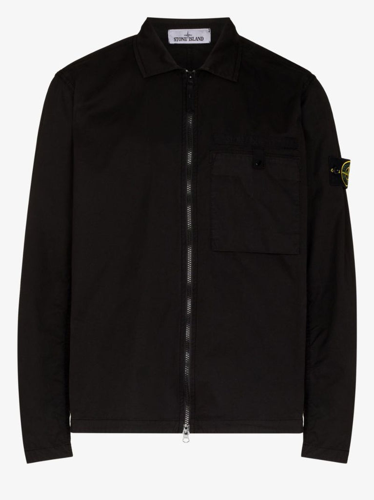 Black Cotton Shirt Jacket
