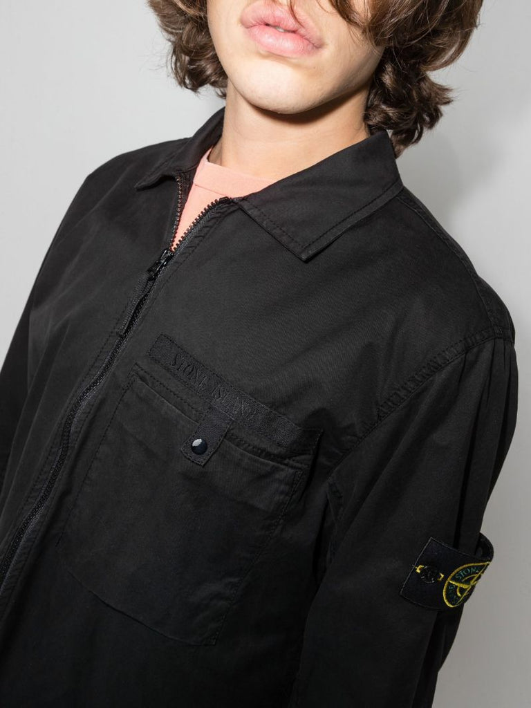 Black Cotton Shirt Jacket
