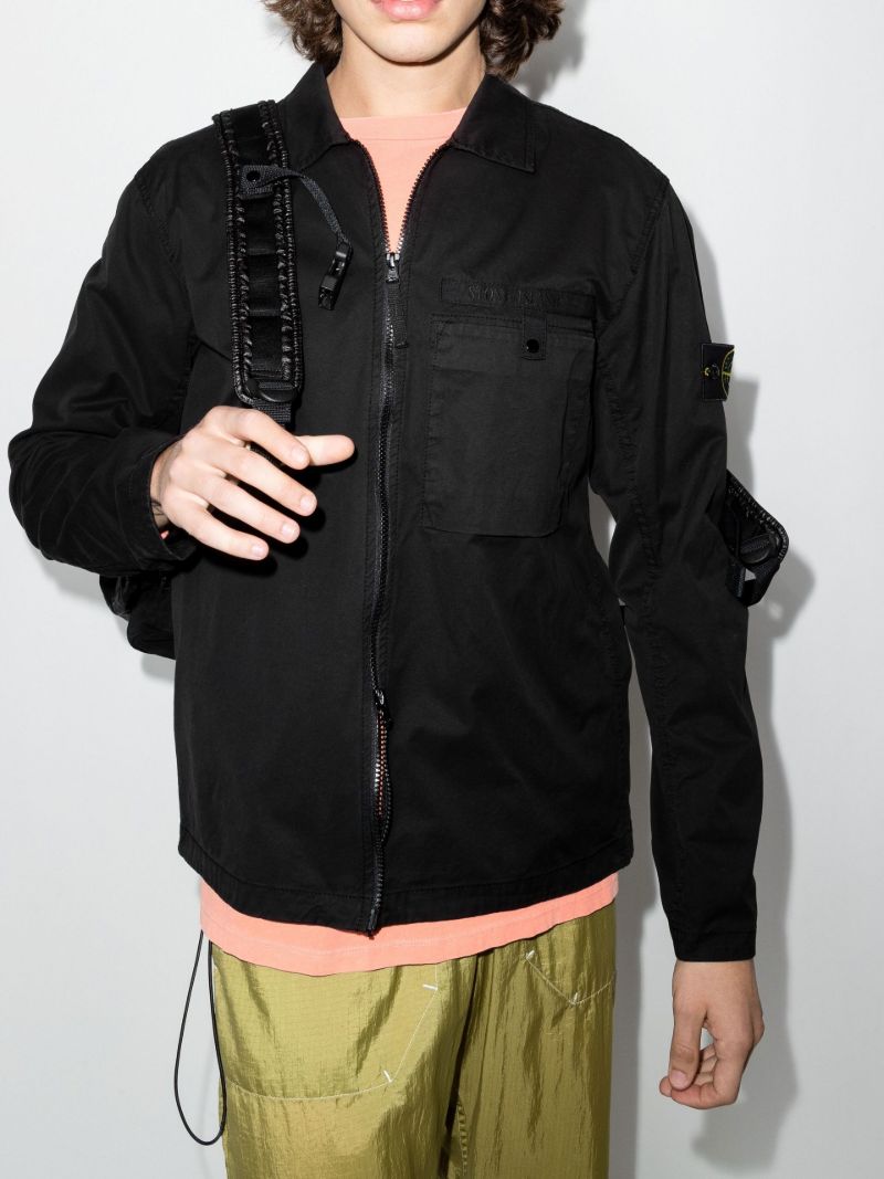 Black Cotton Shirt Jacket