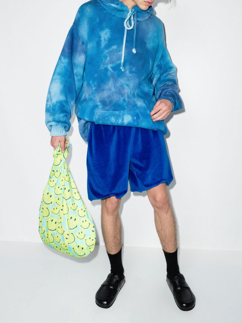 Blue Snap Front Track Shorts