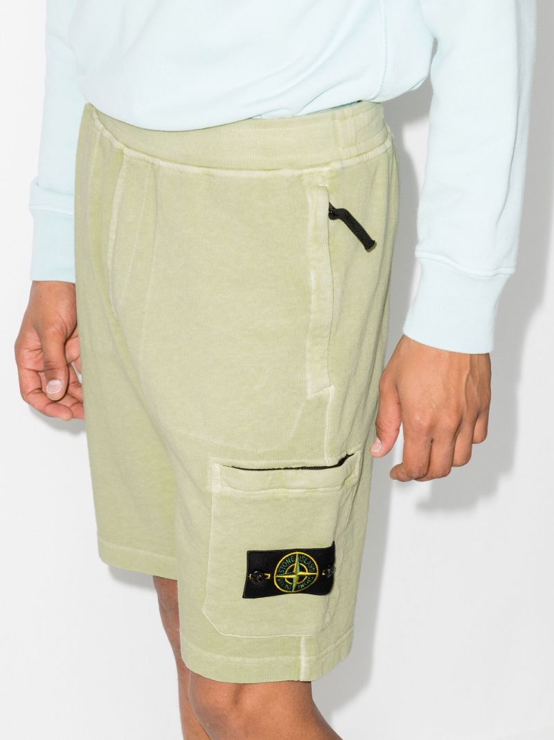 Green Garment Dyed Cotton Fleece Shorts