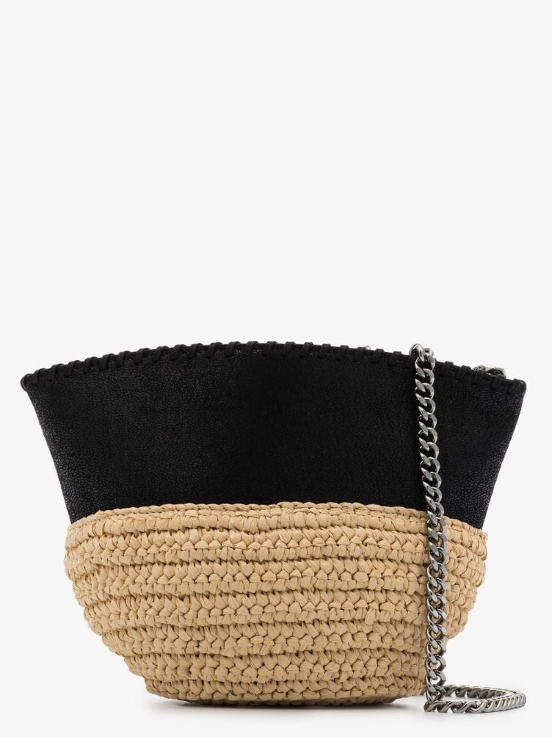 Raffia Detailing Chain-link Crossbody Bag