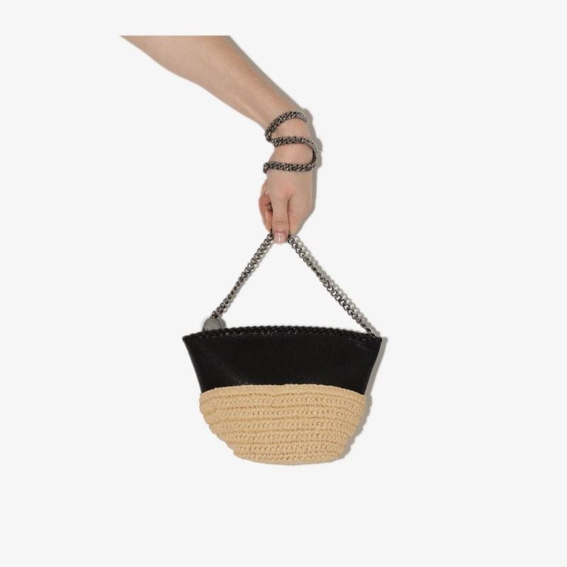 Raffia Detailing Chain-link Crossbody Bag