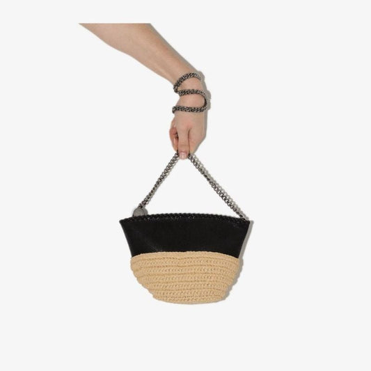 Raffia Detailing Chain-link Crossbody Bag