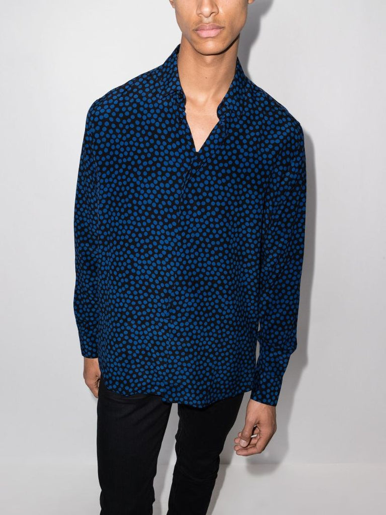 Black Yves Polka Dot Silk Shirt