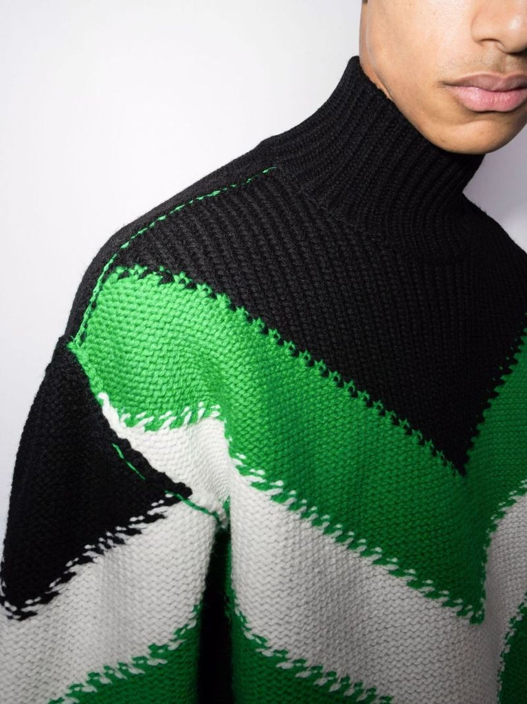 Turtleneck Intarsia Wool Sweater