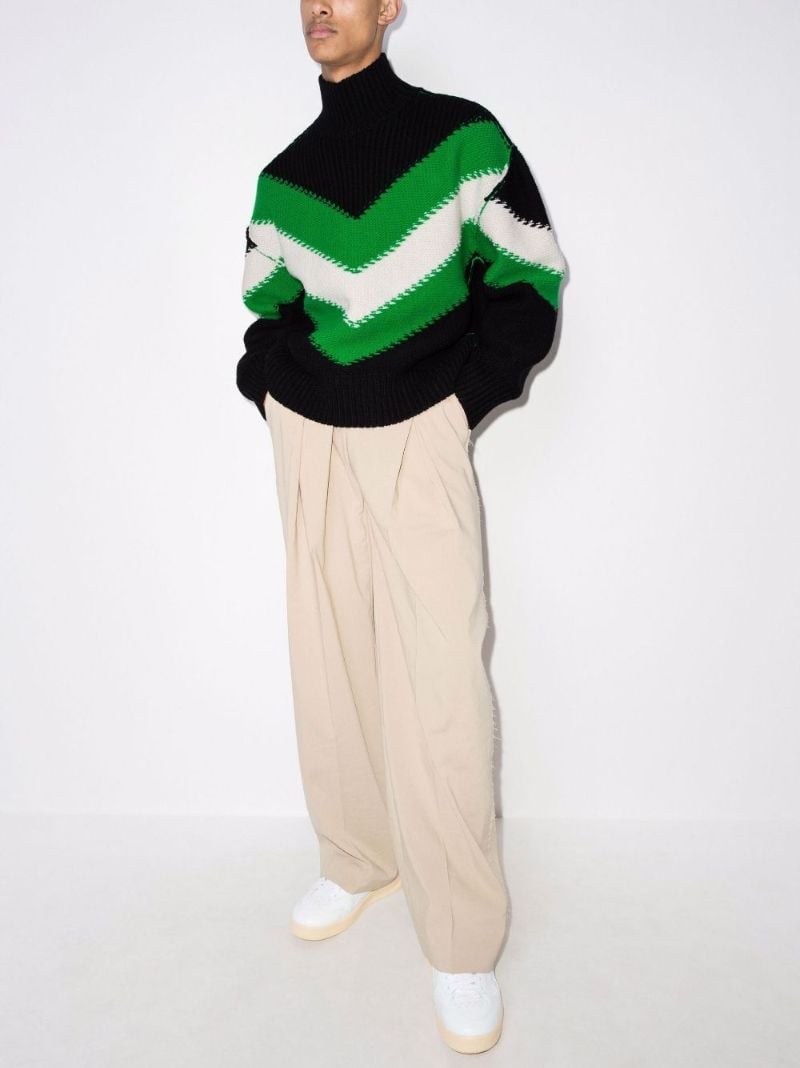 Turtleneck Intarsia Wool Sweater
