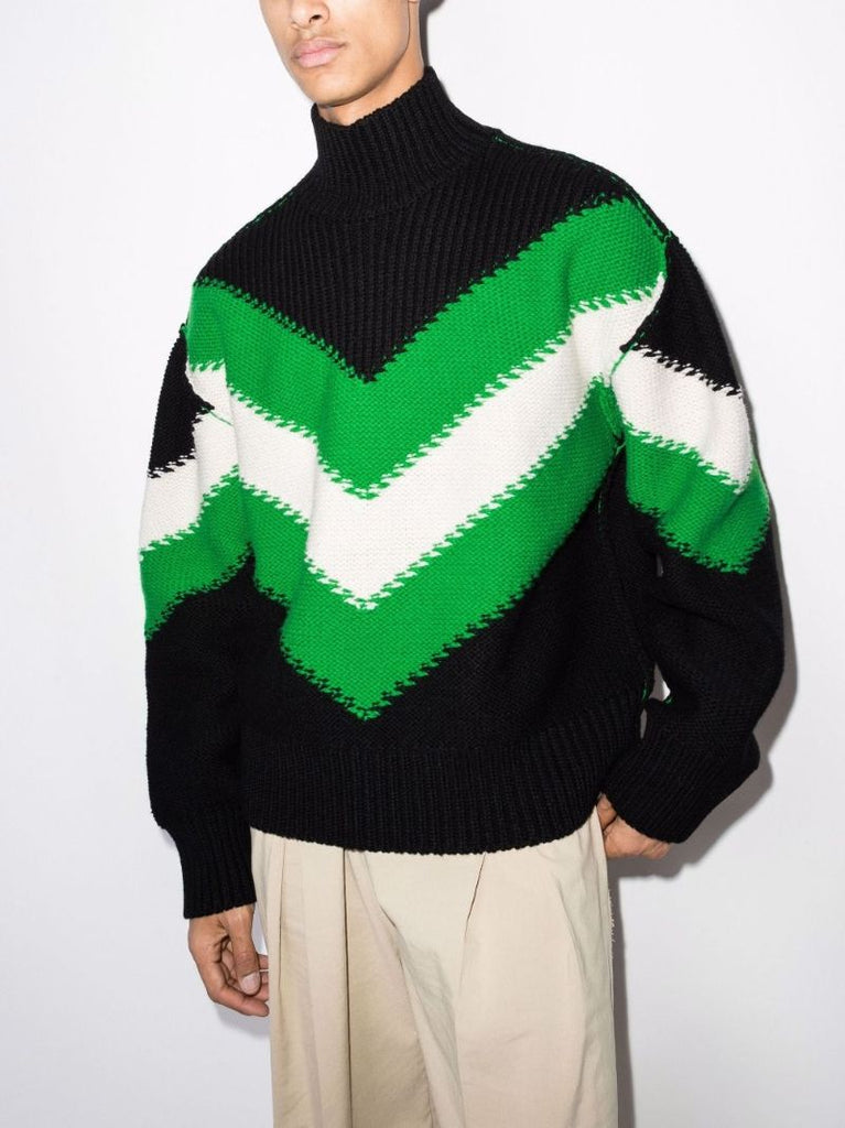 Turtleneck Intarsia Wool Sweater