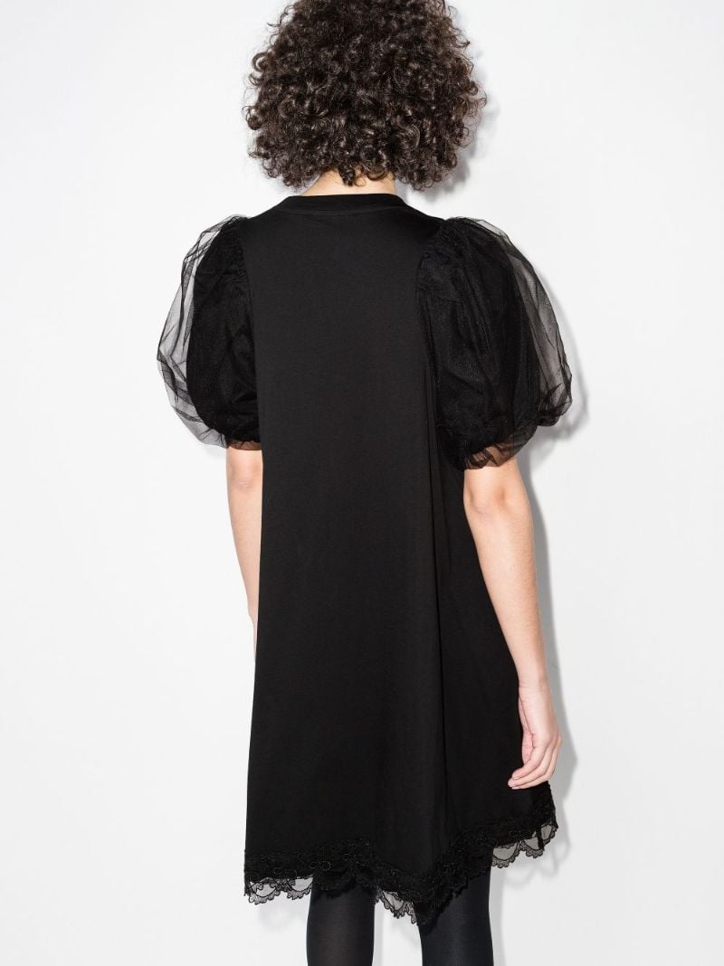 Puff Sleeve Sequined Cotton Mini Dress