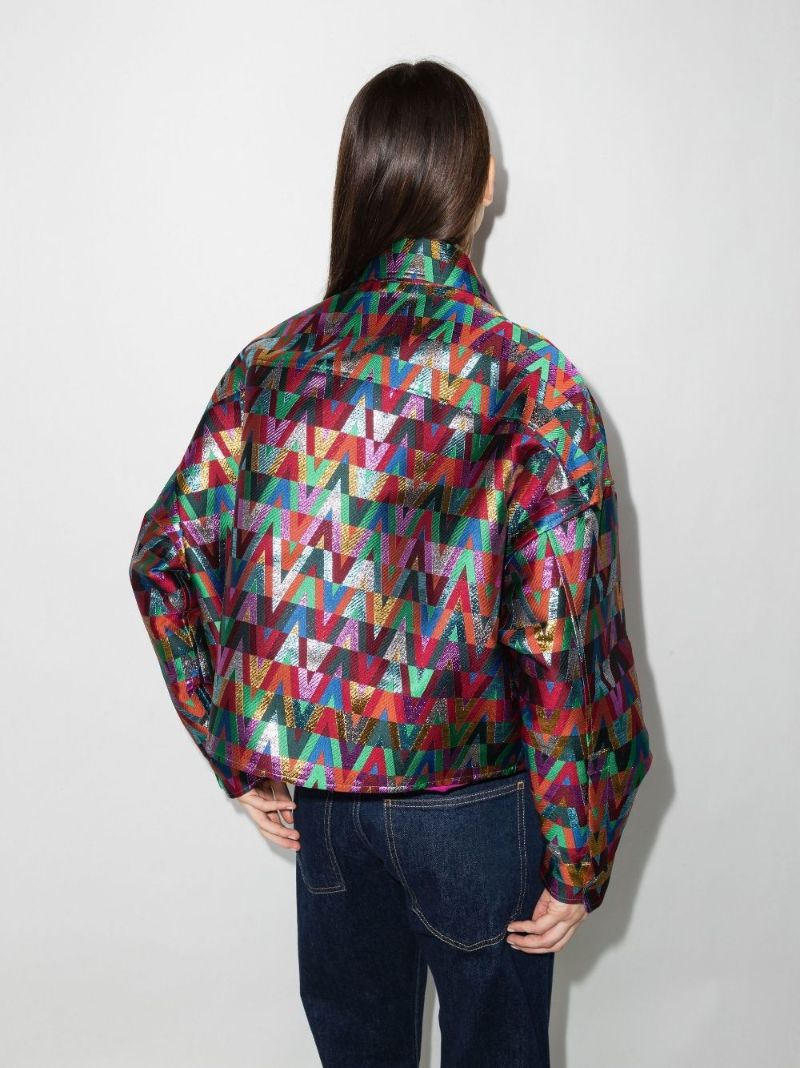 V Optical Jacquard Cropped Jacket
