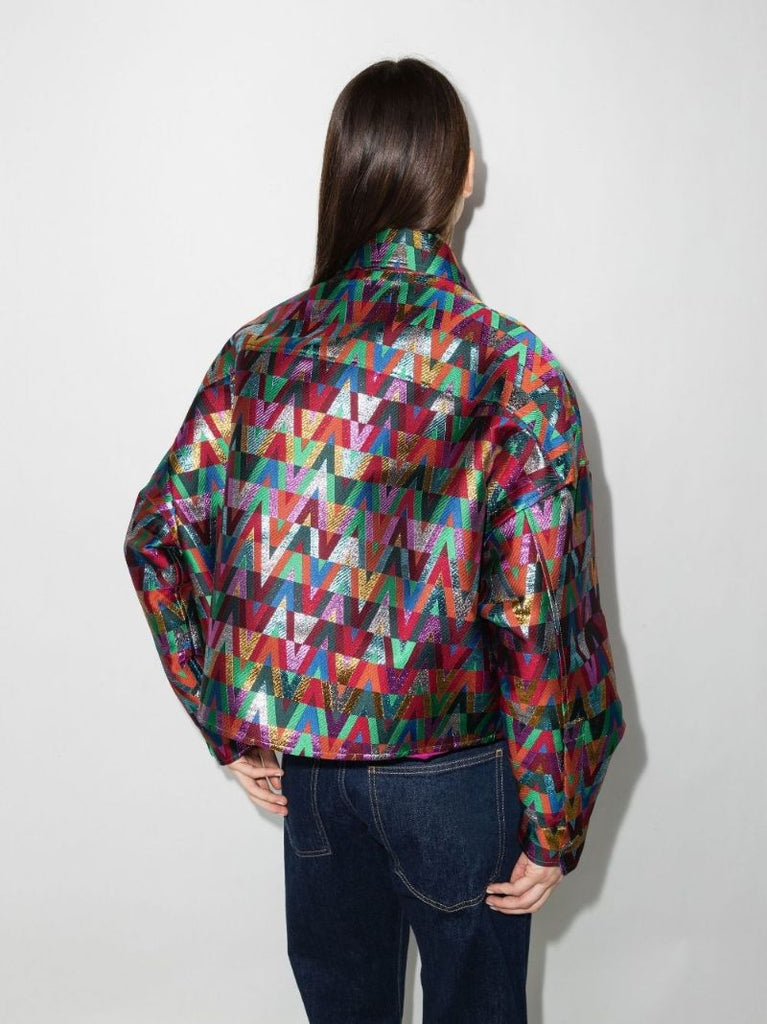 V Optical Jacquard Cropped Jacket