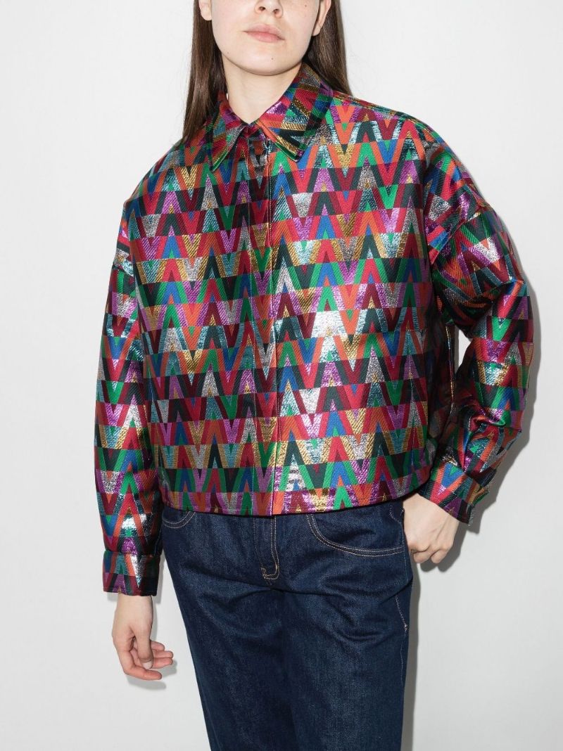V Optical Jacquard Cropped Jacket