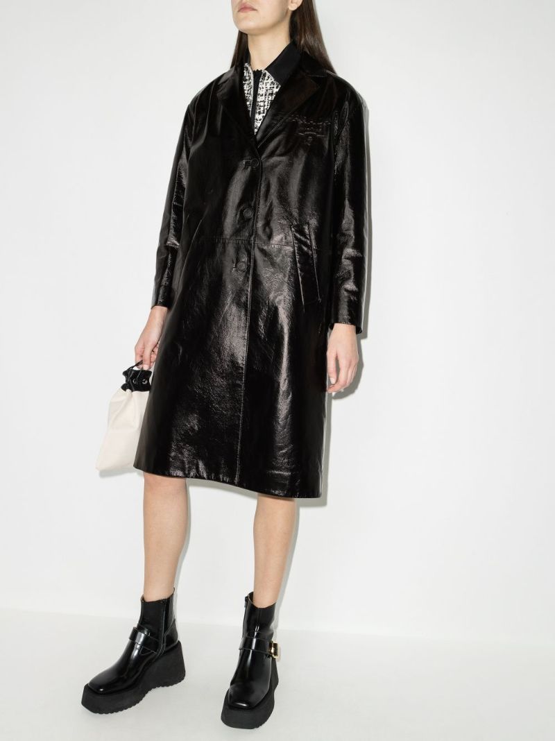Single-breasted Leather Coat